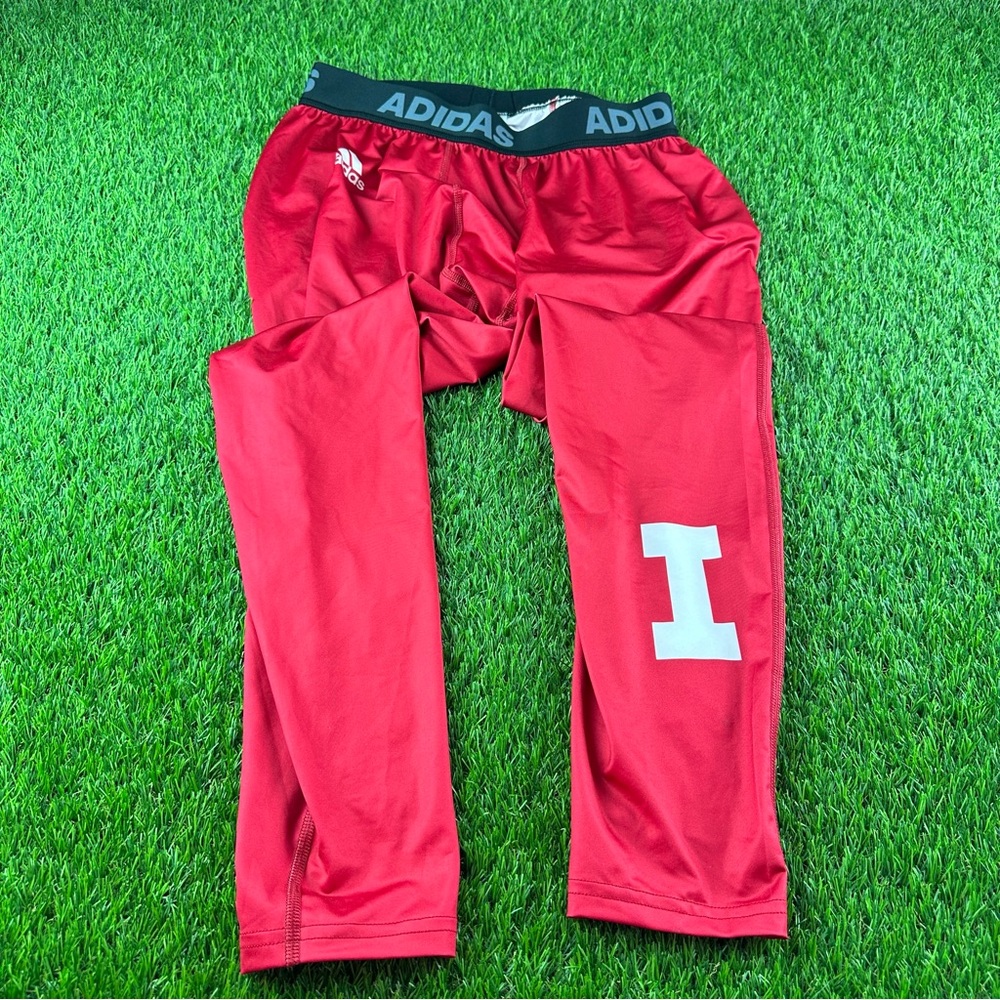 Adidas Climalite INDIANA Compression Tights Pants Hoosiers IU Block I Sz XXL 2XL